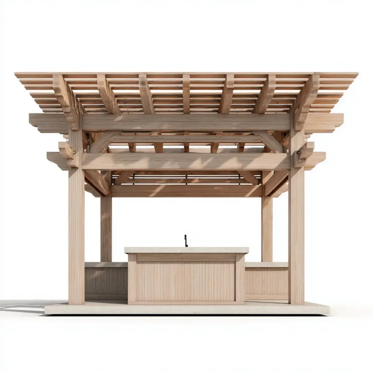 Altana lub pergola, Ogród pergola ze zintegrowanym prętem naturalny beżowy 300 x 200 x 250 cm w kształcie litej sosny prostokątnej