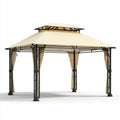 Altana lub pergola, prostokątny ogród Gazebo 300 x 400 x 295 cm w stali i poliestrze z bocznymi zasłonami