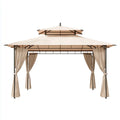 Altana lub pergola, Plac ogród tonnale beżowe 300 x 300 x 270 cm w stali i poliestrze z podwójnym dachem i 4 zasłony