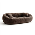 Sofa, Brązowy zaokrąglony 3-osobowa sofa w poliestrze żebrowana Berevelvet, 220 x 105 x 72 cm