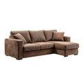 Sofa, 3 brązowy prawy narożnik sofa w poliestrze żebrowana Berevelvet 230 x 150 x 85 cm