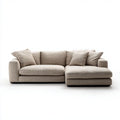 Sofa, 3-osobowa sofa z szezlongiem na beżowym poliestrze, 275 x 165 x 85 cm