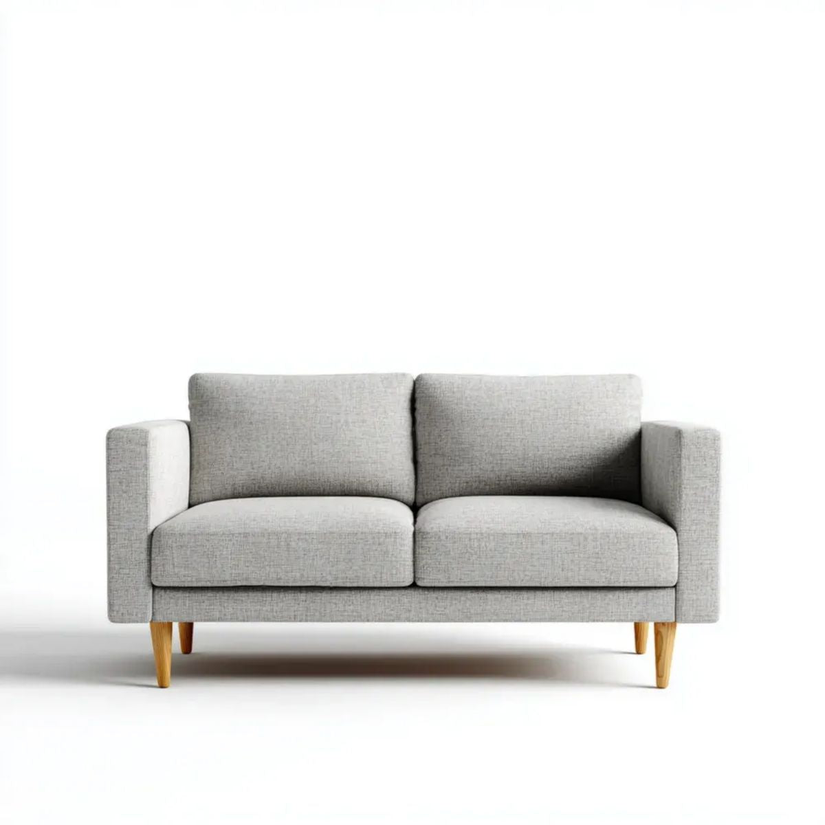 Sofa, 2-osobowa sofa w kolorze jasnoszarym poliester z miękkimi nóżkami, 150 x 84 x 86 cm