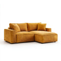 Sofa, 3-osobowa sofa z szezlongiem bursztynowym ochre w poliestrze bursztynowy betonowy velvet, 240 x 160 x 82 cm