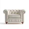 Fotel, Chesterfield fotel biały PU syntetyczny krem skórzany z zaokrąglonymi podłokietnikami 115 x 95 x 78 cm