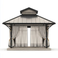 Altana lub pergola, Plac pawilon ogrodowy szary antracyt 300 x 300 x 290 cm w aluminium i poliwęglan z zasłonami poliestrowymi