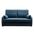 Sofa, 2-osobowa sofa w ciemnoniebieskim poliestrze z 2 poduszkami, 148 x 85 x 90 cm