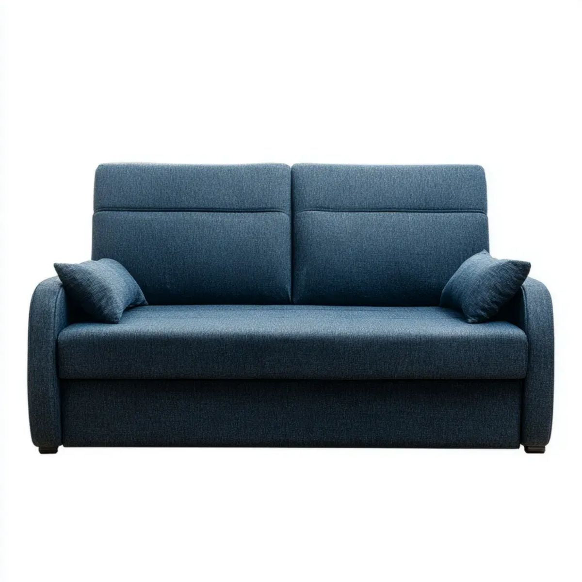 Sofa, 2-osobowa sofa w ciemnoniebieskim poliestrze z 2 poduszkami, 148 x 85 x 90 cm