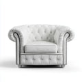 Fotel, Chesterfield fotel biały 112 x 90 x 78 cm z PU sztucznej skóry z przyciskiem szycia