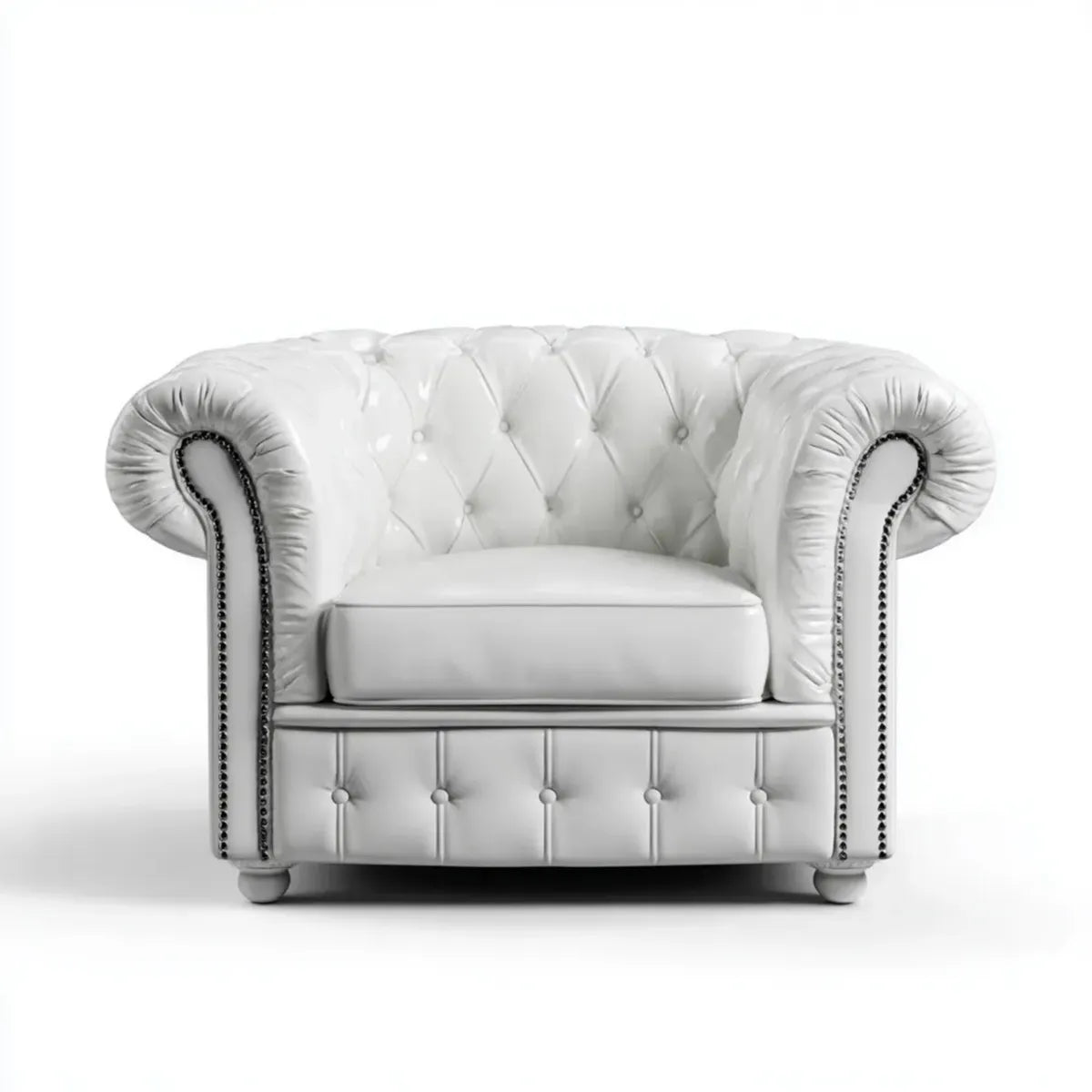 Fotel, Chesterfield fotel biały 112 x 90 x 78 cm z PU sztucznej skóry z przyciskiem szycia
