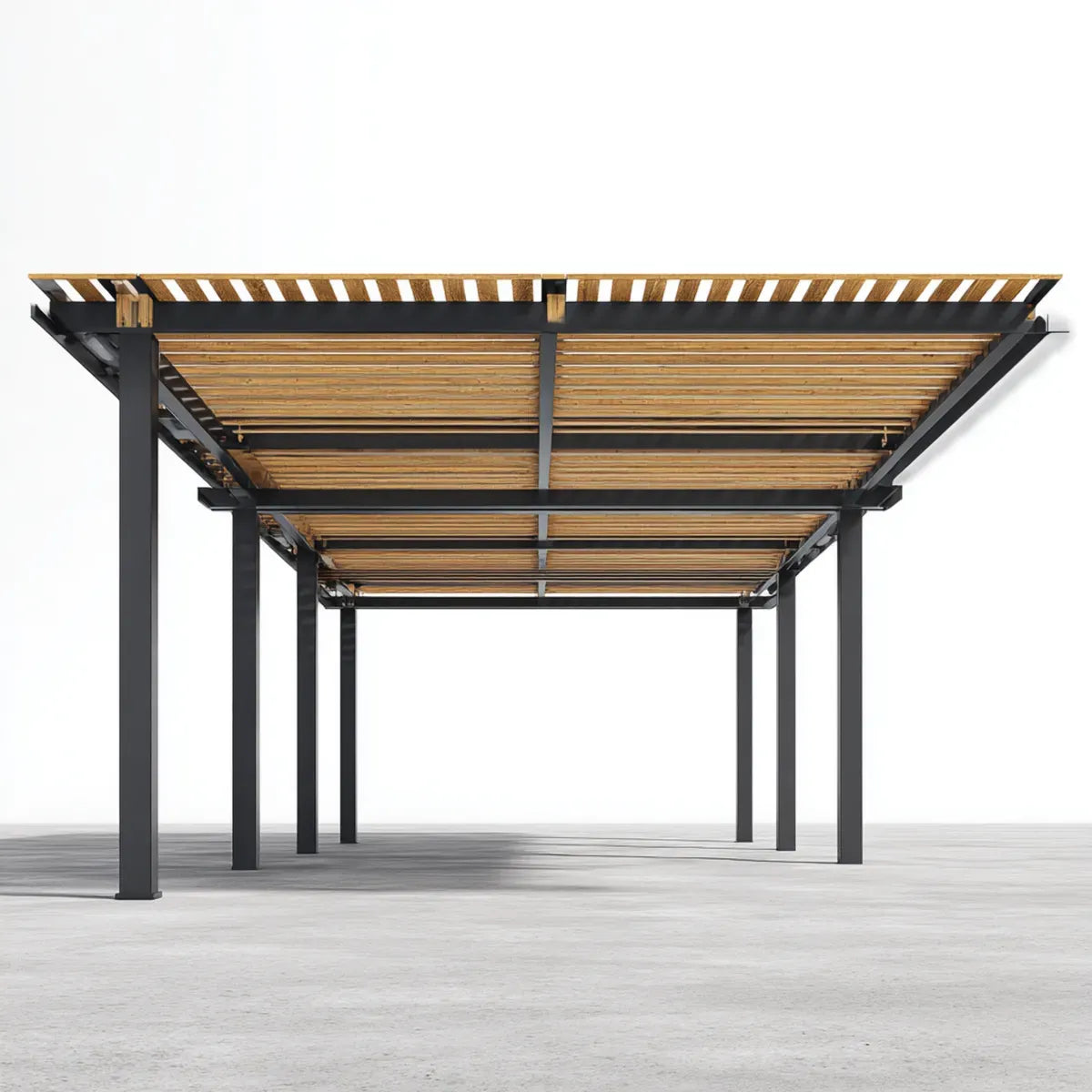 Altana lub pergola, Czarny ogród pergola 600 x 300 x 230 cm stali i prostokątny bambusa