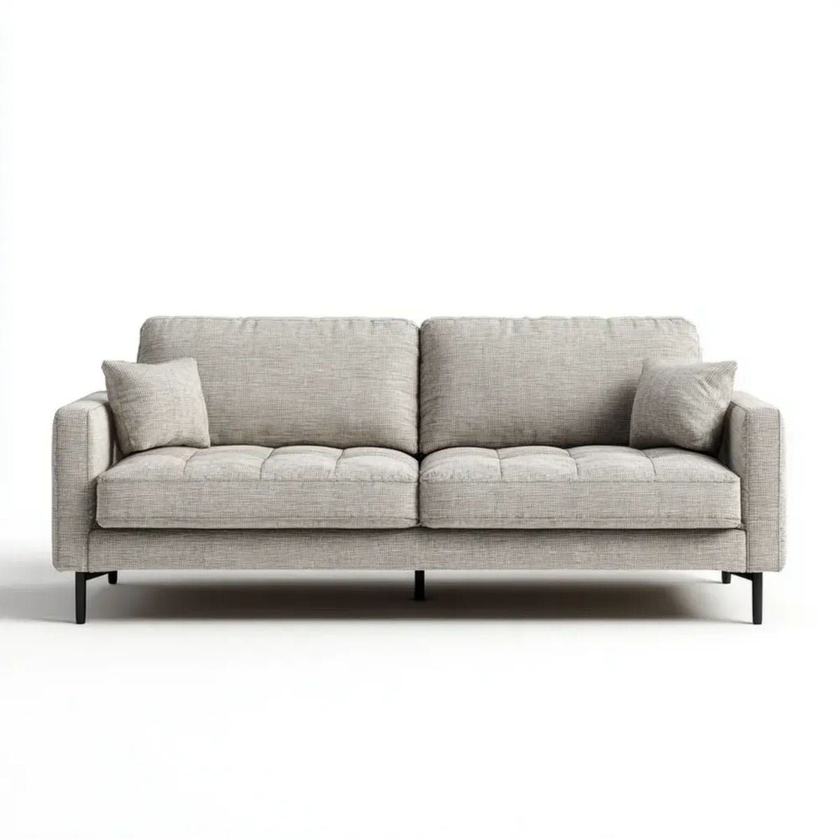 Sofa, 3-osobowa w sofie w kolorze jasnoszarym poliester, 210 x 90 x 85 cm