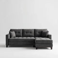 Sofa, 3-osobowa sofa w poliestrze szary 230 x 150 x 85 cm z szezlongiem w prawo