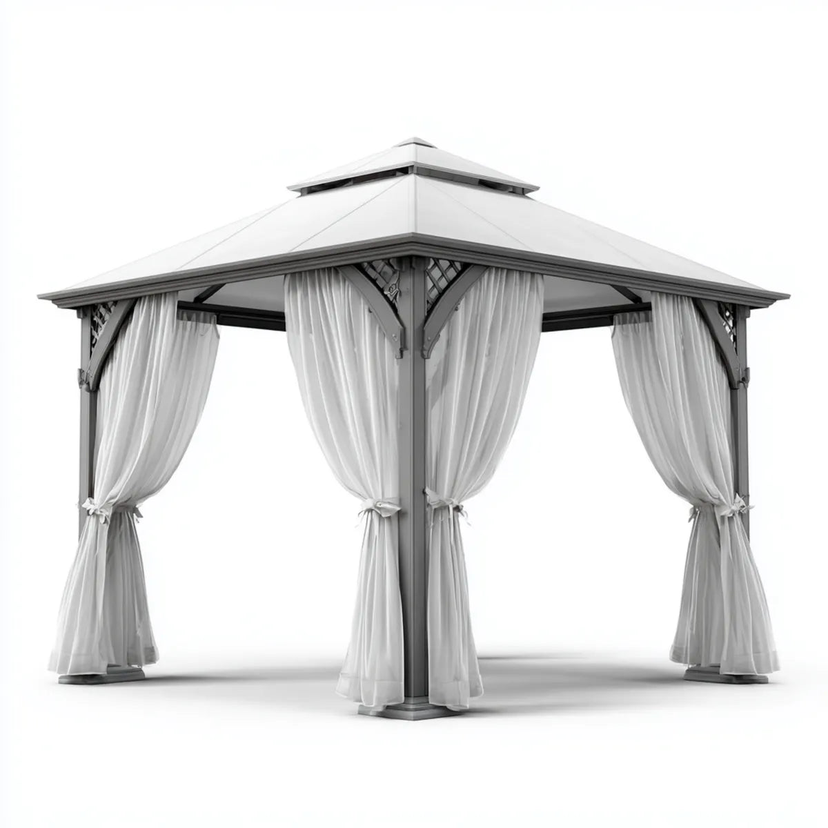Altana lub pergola, Plac ogród tonnale antracyt szary 300 x 300 x 280 cm z aluminium ocynkowanego stalą z zasłonami poliestrowymi